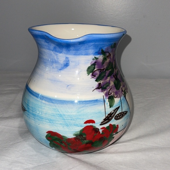 Italian hand-painted belly pitcher Ravello Collection ceramic glazed sea theme - Picture 6 of 14